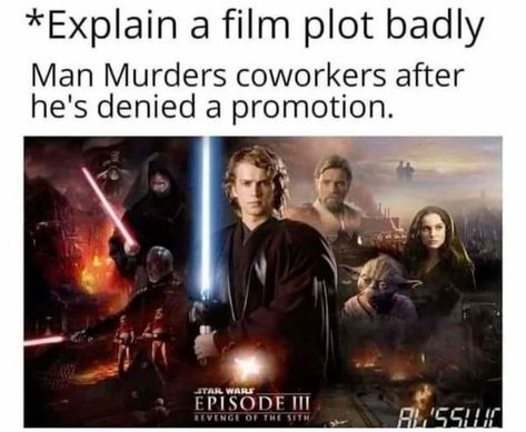 Explain A Film Plot Badly, Prequel Memes, Star Wars Jokes, Star Wars Images, Star Wars Pictures, Star Wars Fandom, Funniest Memes, Star Wars Clone Wars, Star Wars Humor