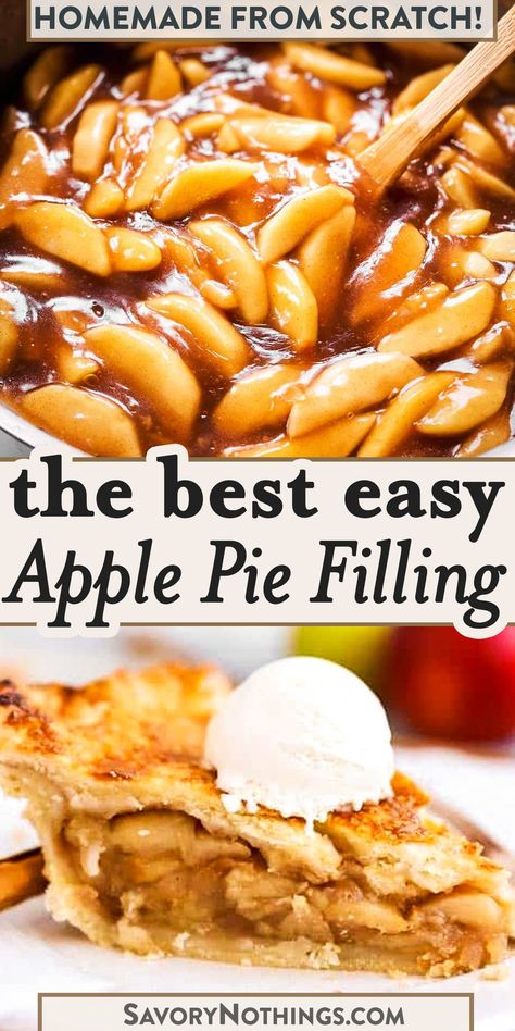 Homemade Apple Pie Filling is full of warm spices with just the right amount of sweetness. It’s quick and easy to make with just a few ingredients! | #piefilling #pierecipes #apples