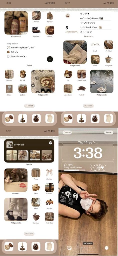 #Brown_Ios_Theme #Phone_Themes_Brown #Autumn_Phone_Theme #Brown_Iphone_Layout Brown Homescreen Aesthetic Wallpaper, Fall Theme Phone Ideas, Widget Ideas Brown, Autumn Homescreen Ideas, Autumn Ios Layout, Ios Brown Aesthetic, Phone Themes Brown, Brown Homescreen Wallpaper, Brown Ios Theme