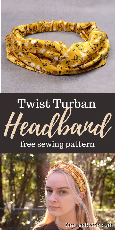 Twist Turban Headband Diy, Free Headband Patterns Sewing, Turban Pattern Free Sewing, Fabric Headbands Diy, Cloth Headbands, Spring Sewing Projects, Sew Accessories, Headband Sewing, Sewing Headbands