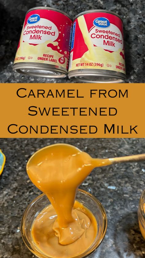 If you’re looking for the world’s simplest caramel, a foolproof version you can make at home with only one ingredient, you’ve come to the right place! In this post I’m going to show you how I make caramel out of a can of sweetened condensed milk. Caramel Made From Condensed Milk, Sweetened Condensed Milk Coffee Creamers, How To Make Caramels Easy, Carmel Out Of Condensed Milk, Canned Sweetened Condensed Milk, Carmel Homemade Condensed Milk, Slow Cooker Sweetened Condensed Milk Caramel, Caramel Sauce From Evaporated Milk, Caramel Sauce Evaporated Milk