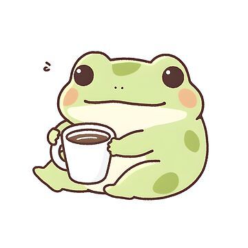 "Frog's Coffee Break" Sticker for Sale by NilosR Kawaii Frog Stickers, Cute Frog Pictures, Frog Drinking Coffee, Frog Drinking Tea, Kawaii Animal Stickers, Adorable Frogs, Frog Stretch, Stickers For Notebooks, Imagenes Cute