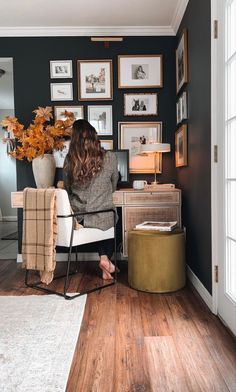 Office Decor Vintage Inspiration, Moody Office Decor Ideas, Moody Organic Modern Office, Nursery And Home Office Combo, Dark Cozy Office Ideas, Office Nook Decor, Moody Multipurpose Room, Office Decor Moody, Small Home Office Nook