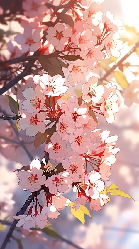 Art of cherry blossoms Cherry Blossom Wallpaper Aesthetic, Yehuda Devir, Cherry Blossom Wallpaper, Cherry Blossom Painting, Dreamy Artwork, Japanese Art Prints, Japon Illustration, Blossoms Art, Cool Wallpapers Art