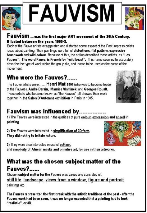 FAUVISM an overview Artist Analysis, Art History Timeline, Maurice De Vlaminck, Fauvism Art, Art Handouts, Art History Lessons, Istoria Artei, Art Movements, Art Theory