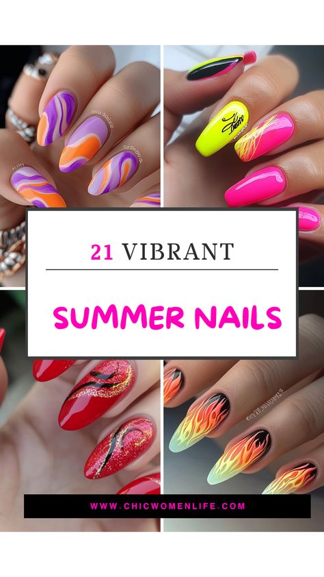 Top 21 Vibrant Summer Nails for 2024 that are A Must-Try Vibrant Summer Nails, Vibrant Nail Colors, Cute Summer Nail Designs, Summer Nail Ideas, Bright Summer Nails, Nail Art For Beginners, Vibrant Nails, Cute Summer Nails, Bright Nails