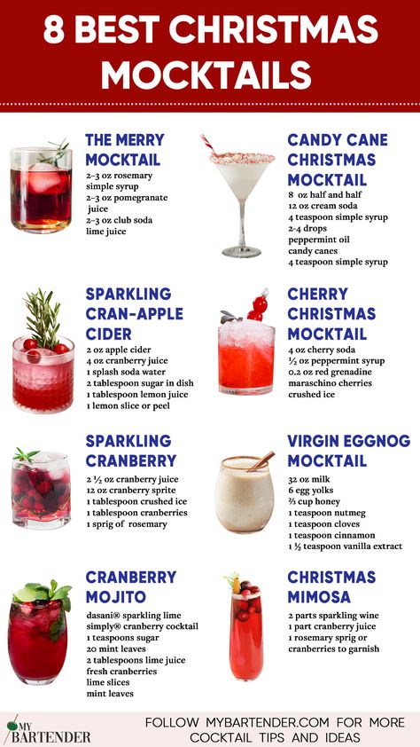 Christmas Mocktails Christmas Mocktail Recipes, Christmas Mocktail, Christmas Cider, Christmas Mocktails, Christmas Drinks Recipes, Mocktail Recipes, Drink Recipes Nonalcoholic, Christmas Brunch, Mocktail Recipe