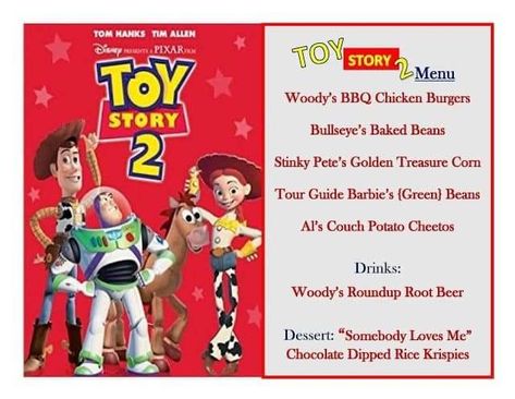 Movie Night Disney, Disney Movie Themed Dinner, Movie Meals, Disney Cookbook, Disney Meals, Family Movie Night Themes, Disney Movie Night Menu, Theme Dinners, Movie Recipes