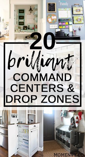 20 Brilliant Command Centers and Family Drop Zones. Get yourself organized this year and make mornings easier with these creative family spaces. They're perfect set ups for mudrooms. Get organized for back to school. Round-Up from Mom Envy. #organization #organizationideas #mudroom #commandcenter Comand Center, Family Command Center Wall, Family Organization Wall, Family Command Centers, Command Center Organization, Drop Zones, Diy Command Center, Organization Room, Command Center Kitchen