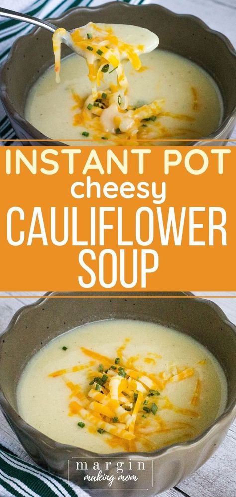 Instant Pot Cauliflower Soup, Pressure Cooker Soup Recipes, Instant Pot Cauliflower, Cheesy Cauliflower Soup, Cauliflower Soup Recipes, Pot Recipes Healthy, Soup Healthy, Soup Appetizers, Cheesy Cauliflower