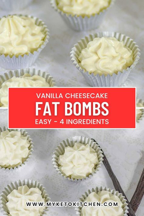 Cheesecake fat bombs on a sheet with text saying, "keto cheesecake fat bombs and click here for free recipe." Keto Heavy Cream Recipes, Easy Keto Cheesecake, Snack At Home, Pork Recipes Easy, Keto Diet Snacks, Keto Cream, Keto Diet Breakfast, No Carb Recipes, Keto Sweets