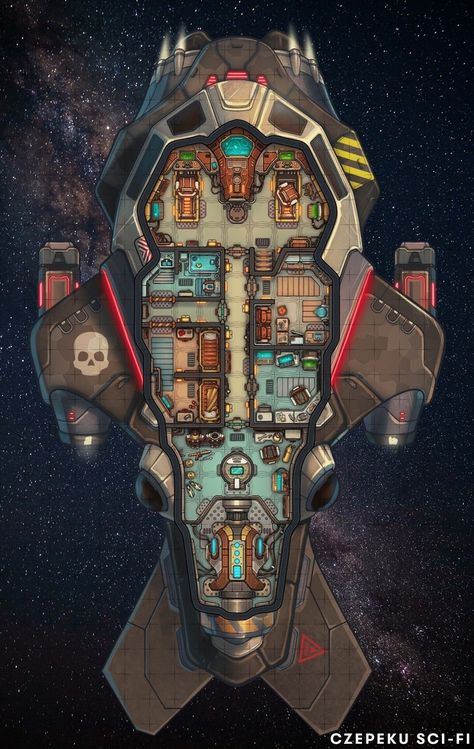 Czepeku Sci-Fi on X: "This ship was designed to move at it's fastest underwater. But it sure ain't slow in space either! Pirates don't just need to stick to the oceans anymore! 🏴‍☠️ https://t.co/jEHUkwcYPo" / Twitter Dnd Spaceship, Space Ships Concept Art, Space Ships Design, Pirate Spaceship, Space Ships Interior, Dnd Space, Fantasy Spaceship, Spaceship Concept Art, Space Dnd