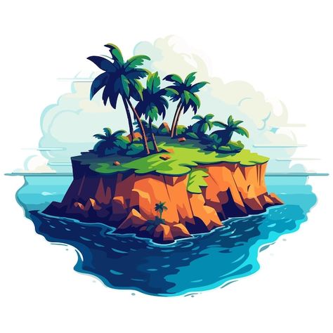 Island Illustration, Inktober 2024, Island Destinations, Art Idea, Book Illustrations, Tropical Island, Game Ui, School Art, Tropical Islands