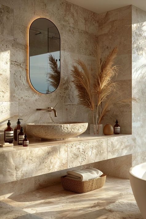 Organic Bathroom, Organic Modern Bathroom, Earthy Bathroom, Earthy Home Decor, Earthy Home, Natural Bathroom, Bathroom Inspiration Decor, Modern Bathroom Decor, Dream House Interior