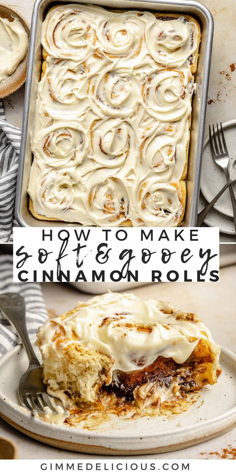 Learn how to make the BEST mouth-watering cinnamon rolls at home. These cinnamon rolls with cream cheese icing are chewy, soft & fluffy and will become your go-to cinnamon rolls! Rolls From Scratch, Overnight Cinnamon Rolls, Cinnamon Rolls From Scratch, Cinnamon Roll Recipe Homemade, Fluffy Cinnamon Rolls, Cinnamon Rolls Easy, Best Cinnamon Rolls, Homemade Cinnamon Rolls, Easy Meals For Kids