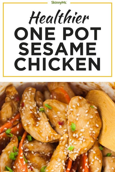 This easy, one-pot sesame chicken recipe is better than the Chinese take-out variety and is easy to make, too! Healthy Sesame Chicken, Healthy One Pot Meals, One Pot Cooking, Sesame Chicken Recipe, Cleaning Quotes, Sesame Chicken, Eating Recipes, Easy Weeknight, Healthy Chicken Recipes