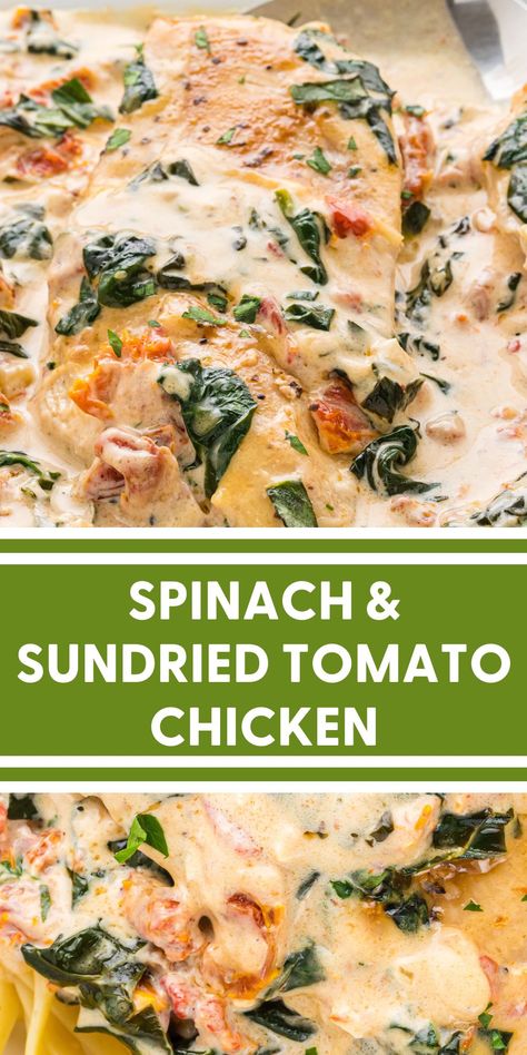 Chicken Dried Tomatoes Recipes, Spinach Sundried Tomato Chicken, Sun Dried Tomatoes And Chicken, What To Make With Sun Dried Tomatoes, Chicken Recipes With Sun Dried Tomatoes, Chicken With Sun Dried Tomatoes Recipe, Chicken Spinach Sun Dried Tomato Recipe, Pasta With Sundried Tomatoes And Spinach, Chicken Pasta With Sun Dried Tomatoes