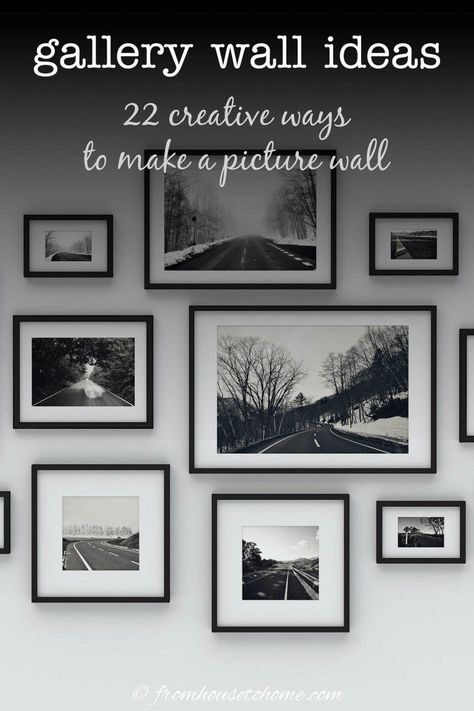 Picture Wall Layout, Picture Frame Arrangements, Hallway Pictures, Picture Walls, Frame Arrangement, Gallery Wall Ideas, Picture Gallery Wall, Gallery Wall Layout, Black And White Photo Wall