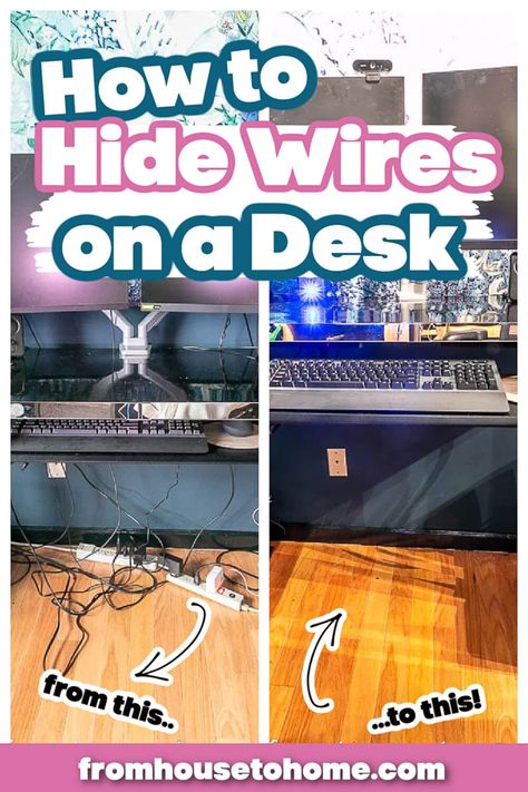 Cable Management Ideas, Hide Computer Cords, Cable Management Diy, Hide Electrical Cords, Range Cable, Cable Management Desk, Desk Cable Management, Hidden Desk, Cord Hider