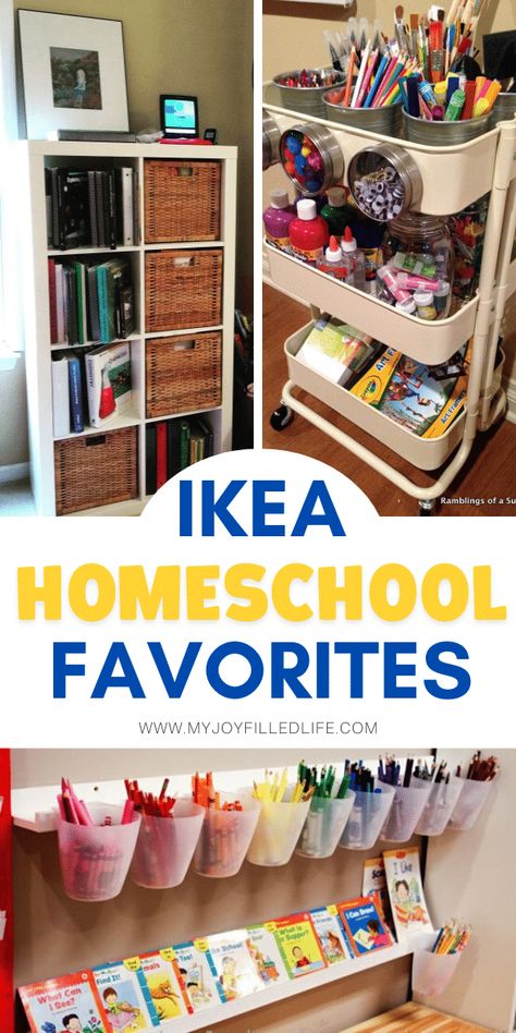 IKEA is THE place to go to outfit your homeschool room. From furniture, to storage and organizational items, to school supplies, IKEA has a huge selection of products that are beneficial to homeschoolers. #homeschooling #homeschoolroom #homeschoollife #IKEA Pahl Ikea, Ikea Homeschool, Kids Homework Room, Kids Homework Station, Homeschool Room Decor, Ikea Must Haves, Homeschool Room Design, Homeschool Room Organization, Homework Room