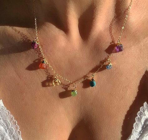 Chakra Stone Necklace Chakra Balancing Necklace Raw Gemstone - Etsy 7 Chakras Necklace, Chakras Necklace, Necklace Stacks, Turquoise Heart Ring, Ethereal Jewelry, Pride Jewelry, Crystal Bead Jewelry, Pride Jewellery, Healing Stones Jewelry