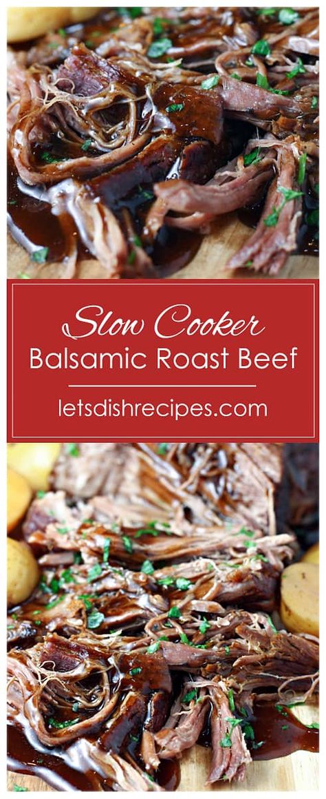 Crockpot Pot Roast Recipes, Balsamic Roast Beef, Dump And Go Crockpot, Balsamic Pot Roast, Slow Cooker Shredded Beef, Crockpot Pot Roast, Slow Cooker Pot Roast Recipes, Crockpot Roast Recipes, Beef Roast