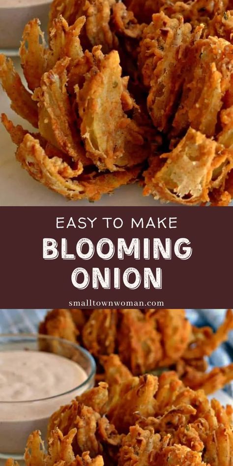 Easy Blooming Onion, Blooming Onions, Fried Onion Rings, Blooming Onion Recipes, Deep Fried Recipes, Bloomin Onion, Homemade Appetizer, Blooming Onion, Onion Recipes