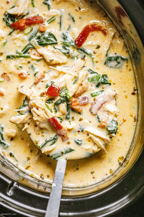 Crockpot Dinner Recipes: 12 Easy Dump-and-Go Crockpot Dinners — Eatwell101 Chicken Breast Slow Cooker, Slow Cooker Creamy Chicken, Creamy Chicken Soup, Ground Chicken Recipes, Crockpot Soup Recipes, Crockpot Recipes Beef, Chicken Breast Recipes Healthy, Soup Recipes Slow Cooker, Instant Pot Recipes Chicken