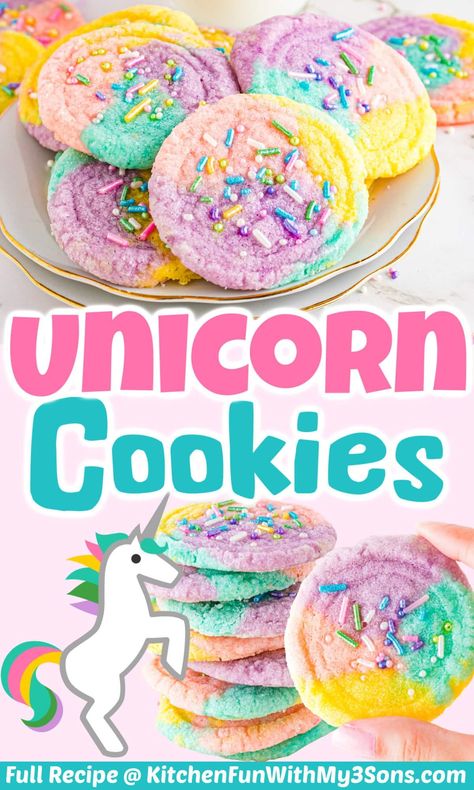 Unicorn Theme Food Ideas, Sprinkle Party Food, Inside Out Food Ideas, Kids Baking Ideas, Threenage Dream, Fourever Sweet, Fun Kids Desserts, Preppy Food, Baking With Toddlers