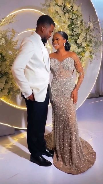 Nigerian Reception Dress For Brides, Nigerian Wedding Reception Dress, Nigerian Wedding Reception, Bride Reception Outfit, Reception Gown For Bride, White Reception Dress, Bride Reception Dress, Wedding Reception Gowns, Small Chops