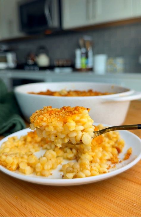 Baked Pearl Couscous Mac and Cheese — dliciouslyinspired Mac And Cheese Couscous, Cheesy Pearl Couscous, Pearl Pasta Recipes, Couse Couse Recipes, Couscous Pearl Recipes, Pearl Couscous Recipes Side Dishes, Couscous Mac And Cheese, Couscous Recipes Pearl, Cheesy Couscous