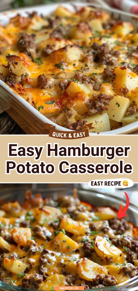 Hamburg, Essen, Cowboy Potato Casserole, Cheesy Hamburger Potato Casserole, Hamburger Meat Recipes Easy Quick Dinner Ideas, Casarole Dishes Dinner, Casseroles That Freeze Well, Easy Weeknight Dinners For Family, Fast Meals Dinner Easy