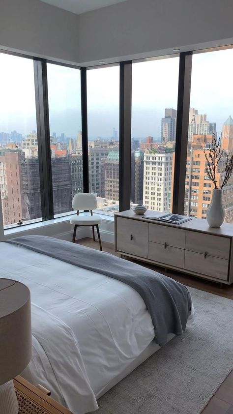 Apartamento New York, Appartement New York, New Yorker Loft, Penthouse Bedroom, New York Bedroom, City View Apartment, New York Penthouse, Apartment View, Wall Decoration Ideas