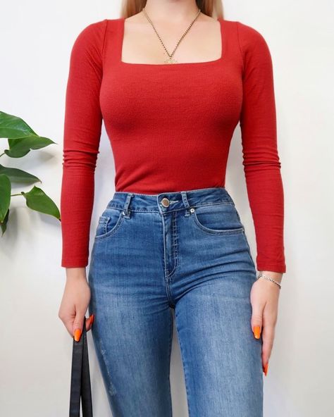 Red Top Blue Jeans Outfit, Red Top Blue Jeans, Blue Jeans Outfit, Lydia Rose, Simple Ootd, Blue Jean Outfits, Kinds Of Clothes, Jeans Outfit, Outfit Style