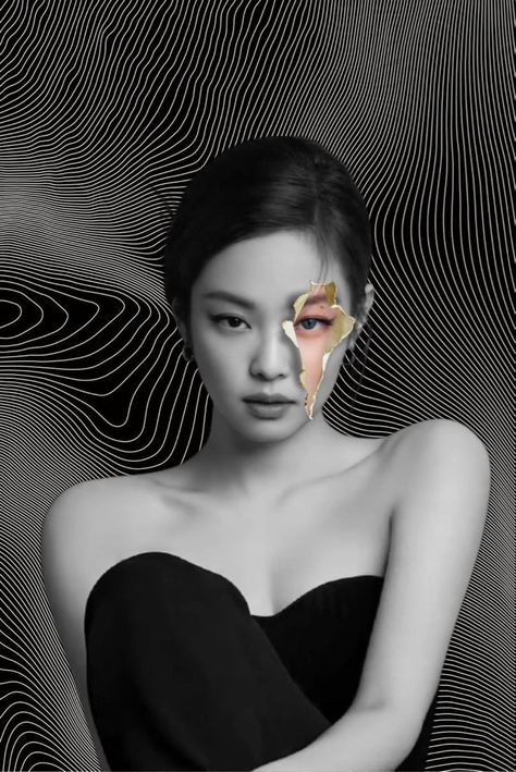 Blackpink Edit, Jennie Kim, Black And White, White, Black