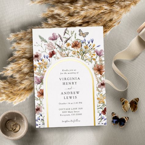 White Boho Arch Wedding Invitation Foil Invitation Wedding Terracotta, Rose Gold Foil Invitations, Floral Boho Wedding, Arch Wedding Invitation, Wildflower Invitation, Boho Arch, Wedding Announcement Cards, Floral Arch Wedding, Wildflower Wedding Invitations