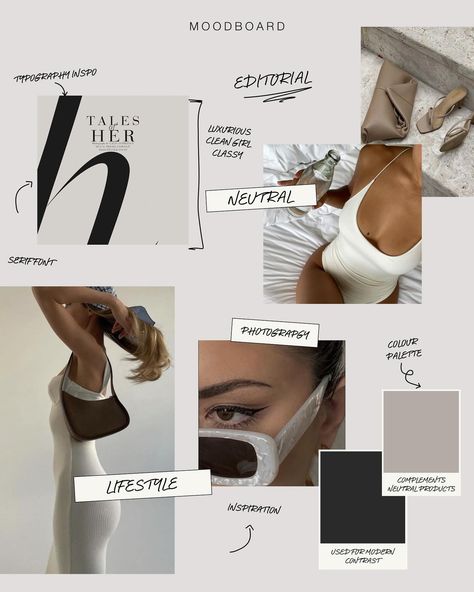 Moodboard For Clothing Brand, Design Inspo Mood Boards, Forward Thinking Design, Personal Mood Board Inspiration, Instagram Mood Board Template, Mood Board Inspo Aesthetic, Collage Email Design, Product Launch Social Media Post, Brand Research Board