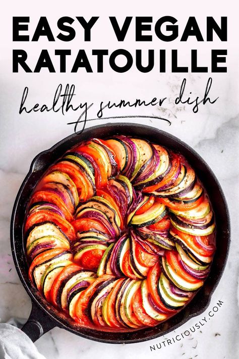 Easy Vegan Tian (Baked Ratatouille) 2 Vegan Ratatouille, Baked Ratatouille, Ratatouille Recipe, Vegan Cheese Sauce, Summer Vegetables, Healthy Baked, Vegetable Casserole, Veggie Delight, Summer Side Dishes