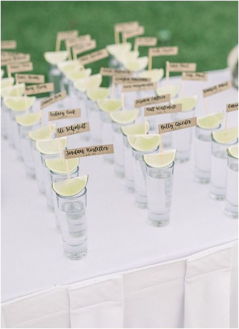 #aesthetic #seatingchart Shots For Wedding Guests, Tequila Toast Wedding, Tequila Wedding Ideas, Tequila Seating Chart Wedding, Wedding Tequila Shots, Shot Table Wedding, Welcome Shots Ideas, Mexico Destination Wedding Decor, Tequila Bar Wedding