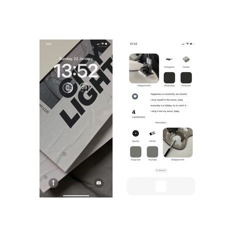 Iphone Ios 16 Aesthetic, Home Screen Ideas Black, Aesthetic Home Screen Ideas, Ios 16 Aesthetic, 16 Aesthetic, Gray Minimalist, Aesthetic Home Screen, Home Screen Ideas, Ios Homescreen