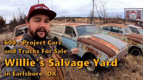 Tour 600+ Project Cars & Trucks For Sale at Willie’s Salvage in Oklahoma Vintage Service Truck, Old Trucks For Sale, Used Car Salesman, Vintage Trucks For Sale, Project Cars For Sale, Barn Find Cars, Vintage Tow Trucks And Wreckers, Project Cars, Salvage Cars