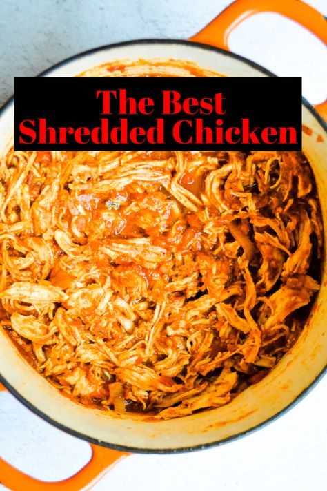 Chicken Taco Sauce Recipe, Chicken Taco Meat Recipe, Pulled Chicken Tacos, Chicken Soft Tacos, Spicy Chicken Tacos, Easy Shredded Chicken, Mexican Shredded Chicken, Chicken Sauce Recipes, Make Shredded Chicken