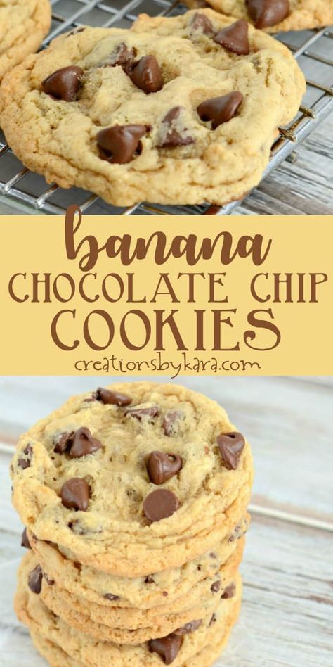 Banana Chocolate Chip Cookies, Banana Cookies, Banana Chocolate, Banana Chocolate Chip, Banana Recipes, So Yummy, Chocolate Banana, Cookies Recipes Chocolate Chip, Chocolate Recipes