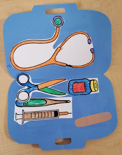 Today we learned more about Doctors and Nurses .Kids made their own First aid kit .... Check out more craft on my page Doctors Kit Preschool Craft, Doctor And Nurse Crafts For Preschool, Doctor Crafts For Preschool Art Projects, Nurse Crafts For Kids, Nurse Activities For Preschool, Doctor Crafts For Toddlers, Doctor Art Preschool, Nurse Crafts For Preschool, First Aid Activities For Kids