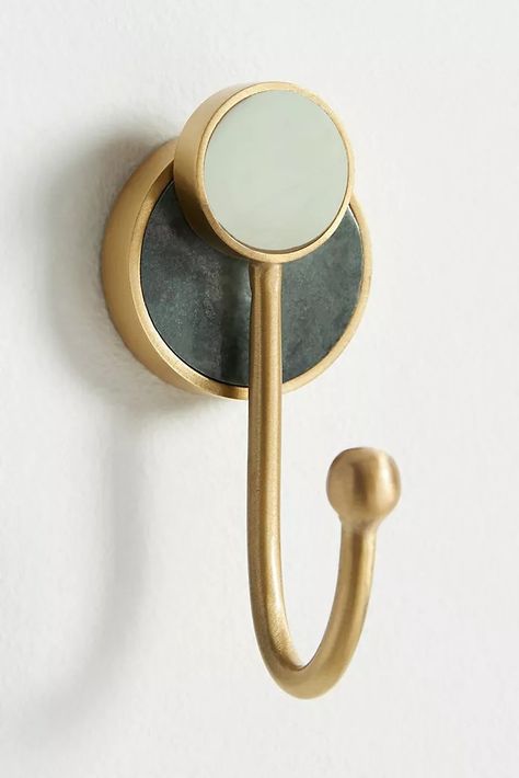 Cabinet Knobs, Drawer Pulls & More | Anthropologie Bathroom Towel Hook Ideas, Mudroom Cabinet, Brass Towel Hook, Cabinet Inserts, Bathroom Towel Hook, Bathroom Towel Hooks, Brass Wall Hook, Hand Towel Holder, Gold Bathroom