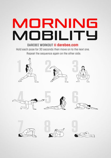 Morning Mobility Workout Morning Mobility, Morning Workout Routine, Quick Workout Routine, Workout Without Gym, Easy Yoga Workouts, Body Workout Plan, At Home Workout Plan, Weight Workout Plan, Easy Yoga