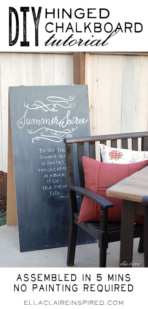 DIY Hinged Chalkboard Tutorial Diy Sandwich, Diy Menu, Sandwich Board, Diy Chalkboard, Patio Style, Backyard Makeover, Style Challenge, Chalkboard Art, Woodworking Designs