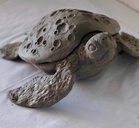 Clay Turtle, Easy Clay Sculptures, Hantverk Diy, Ceramic Turtle, Turtle Sculpture, Sculpture Art Clay, Tanah Liat, Turtle Art, Diy Pottery