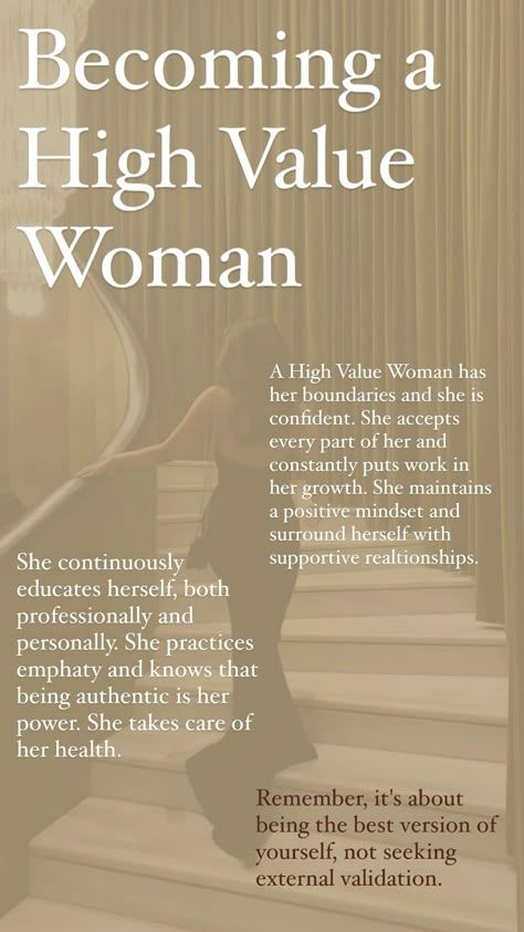 I Am Valuable Affirmations, How To Be A Grown Woman, New Version Of Me Aesthetic, I Am A High Value Woman, High Value Woman Tips, Become The Most Interesting Woman, Becoming A High Value Woman, How To Be A Better Woman, How To Be Interesting Woman