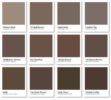 Brown Paint Colors I'm Loving for Interiors - Chris Loves Julia Brown Interior Paint, Benjamin Moore Brown, Chocolate Brown Paint, Tan Paint Colors, Painted Pantry, Portola Paint, Brown Paint Colors, Tan Paint, Warm Paint Colors